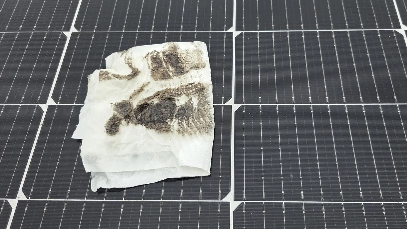 Solarmodul vor der Reinigung